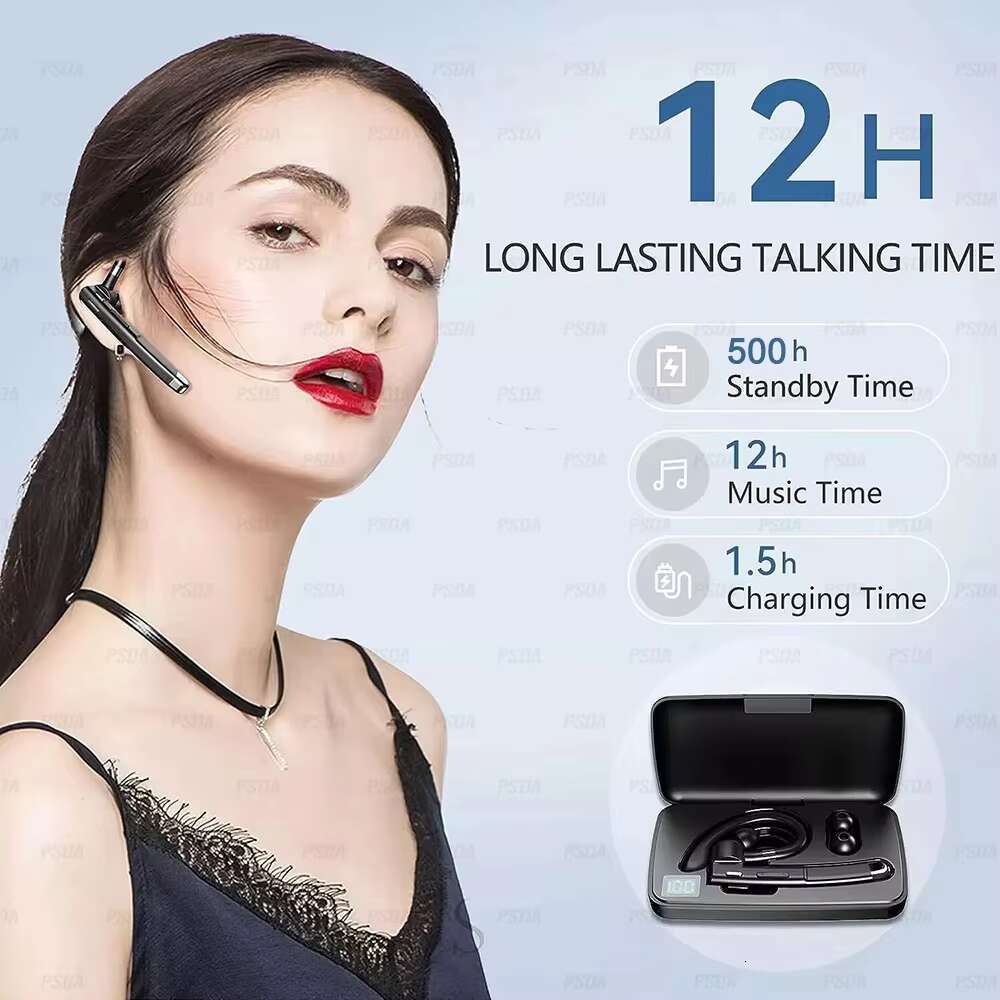 BT5.3 Single Business Ear Hanging Hands Free Call Noise Reduction Wireless Earphones Suitable for iPhone and Laptop