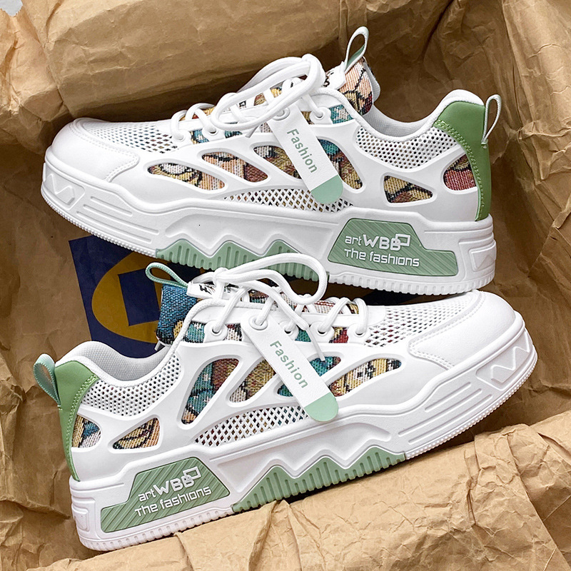 2025S New Trend Designer Men S With Breathable Mesh In Summer Versatile Casual Niche Canvas Board Shoes Student Sports And Height Increase Small White