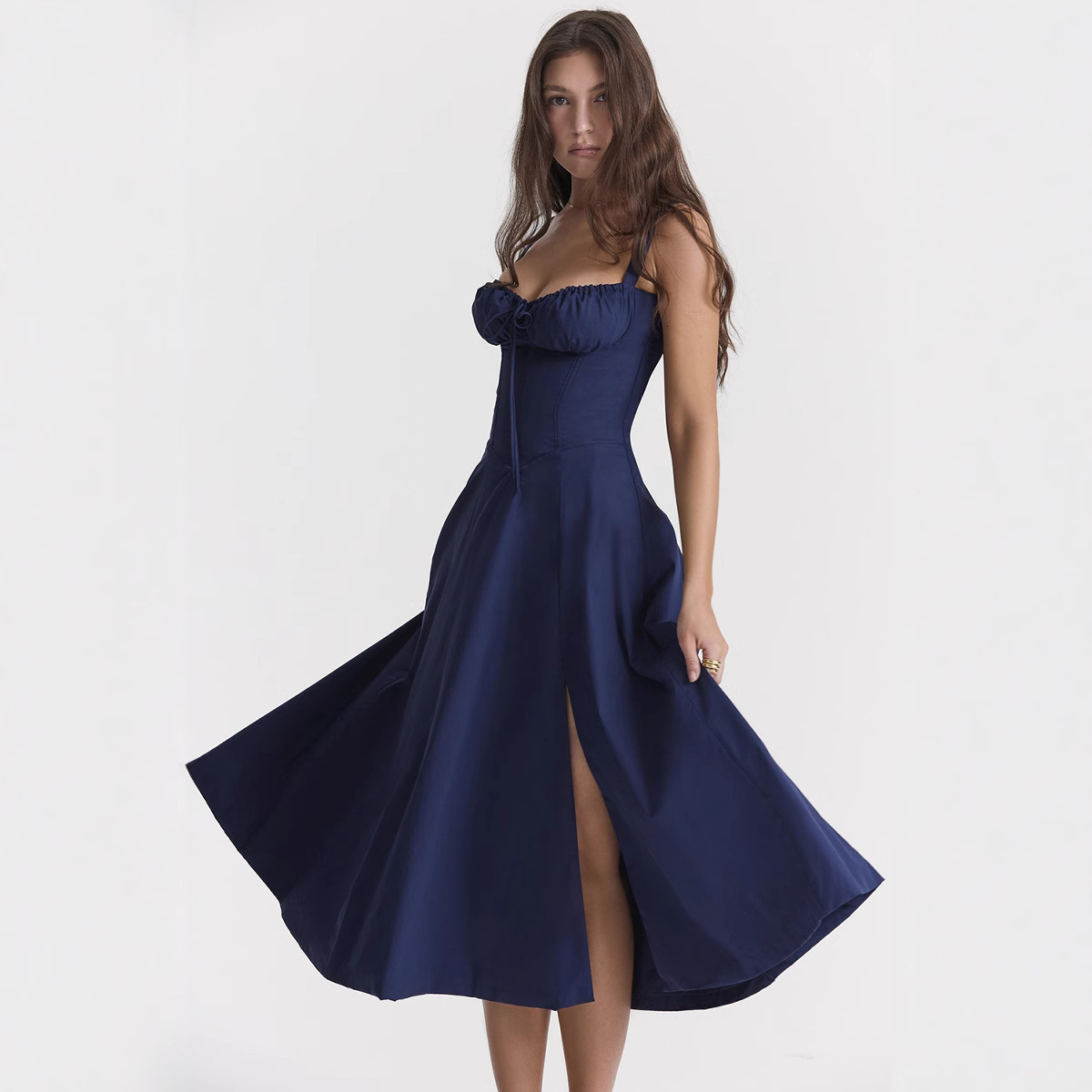 fashion strap skirt 2025 european and american summer new style floral print large swing dress with strap