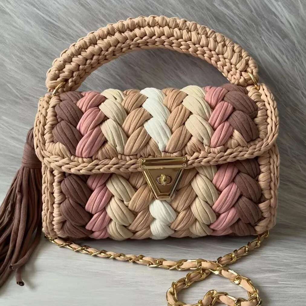 2024 Women's Shoulder Hot Selg Handmade Crochet With Contrasting Woven Bag Designer Handbag Bags For Lady