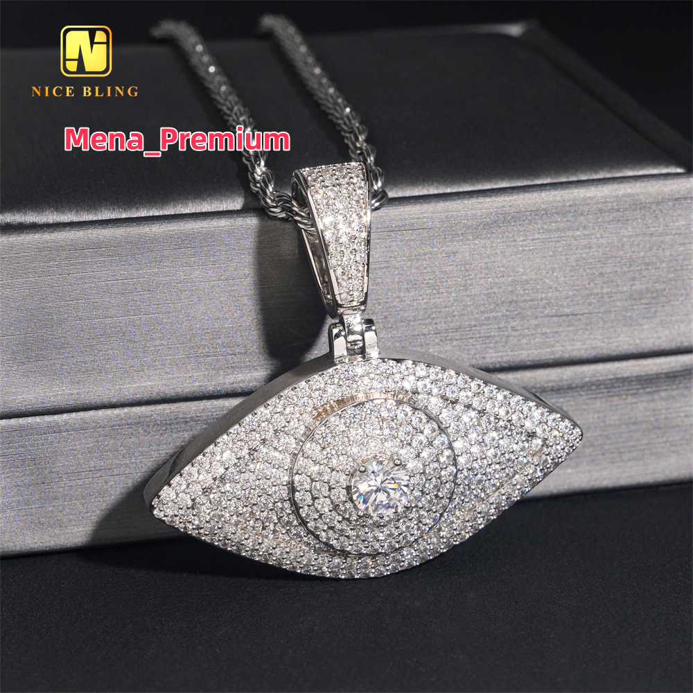 Iced Out Pendant VVS Moissanite Diamond 925 Sterling Silver Custom Hip Hop Moissanite Jewelry Pendant Necklace
