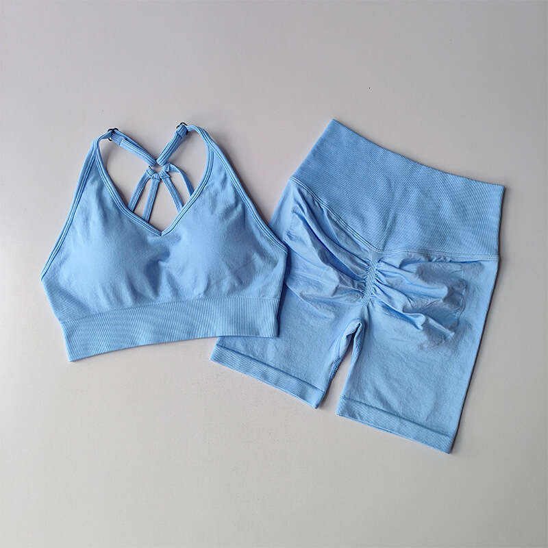 Women Yoga Pants New Fitness Beautiful Back Bra Yoga Suit Women S Quick Drying Exercise Training Hip Lifting Three Part Shorts Set