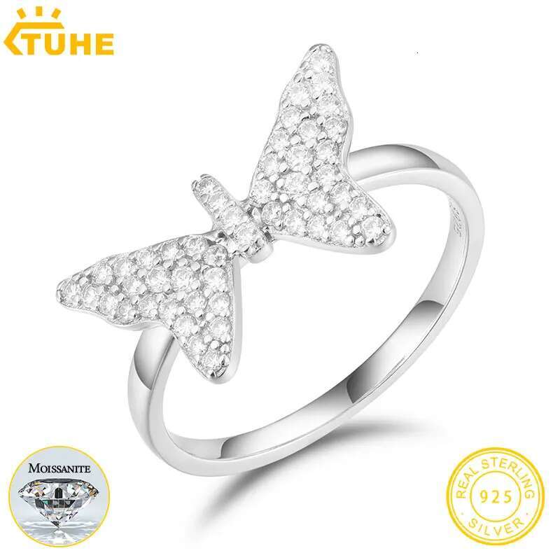 TUHE VVS1 Moissanite Rings For Women Silver 925 Rings Butterfly Women Romantic Jewelry Gifts