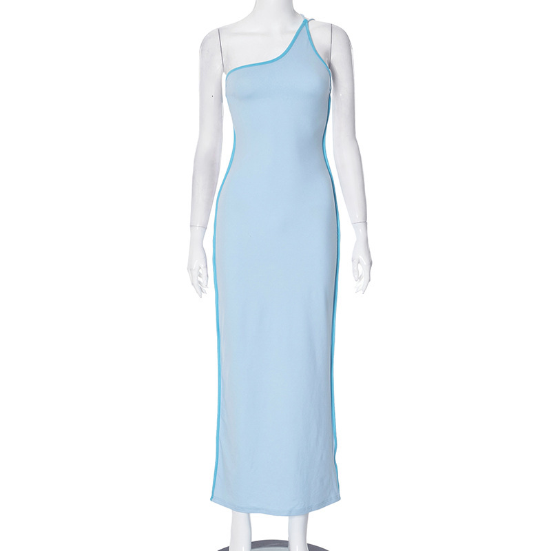 2025S Fashion Designer G DS Women S Spring Summer Slant Neck Sleeveless Single Shoulder Sexy Bag Hip Split Tie Dress For Women