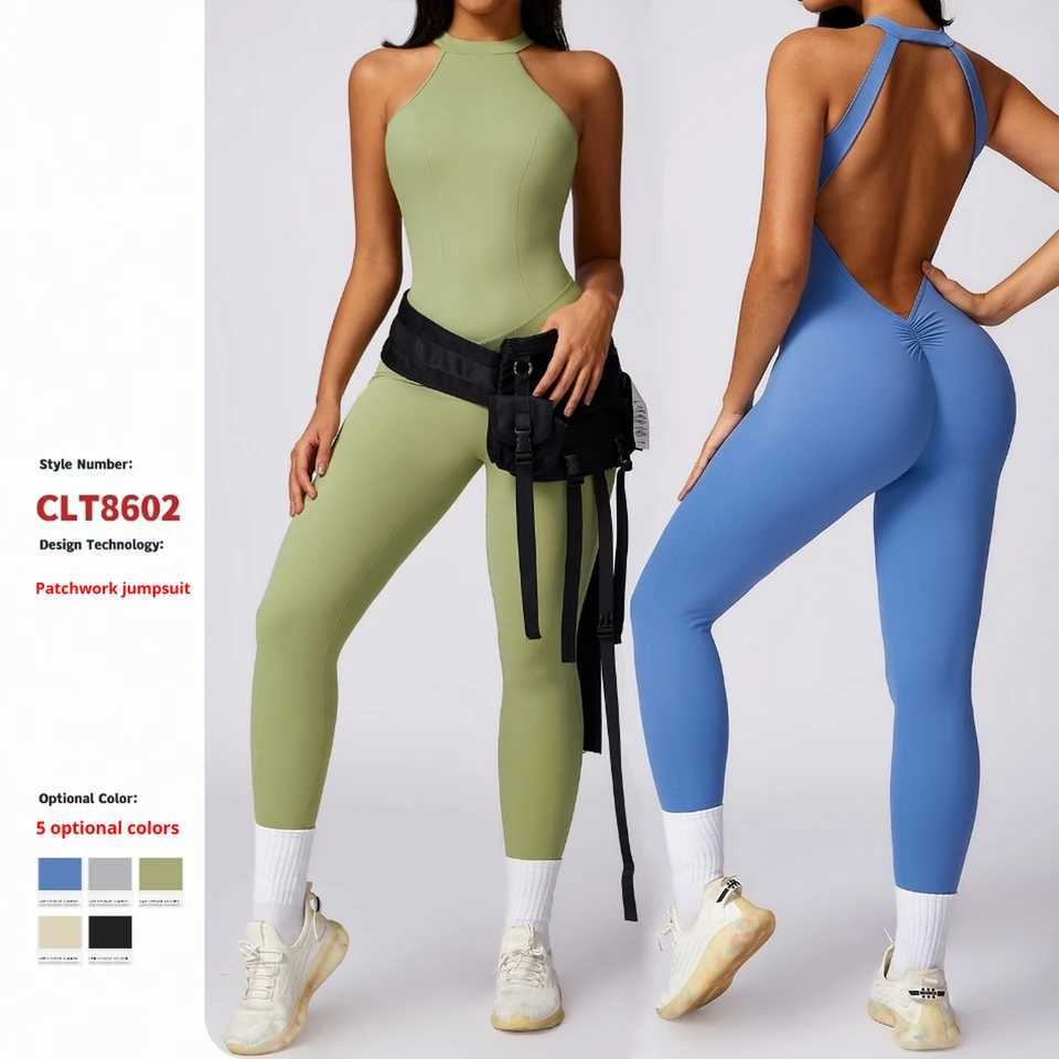 Peach Hip Lift beauty back integrated yoga suit for womens outdoor running tight fitting exercise fast drying fitness suit W250326