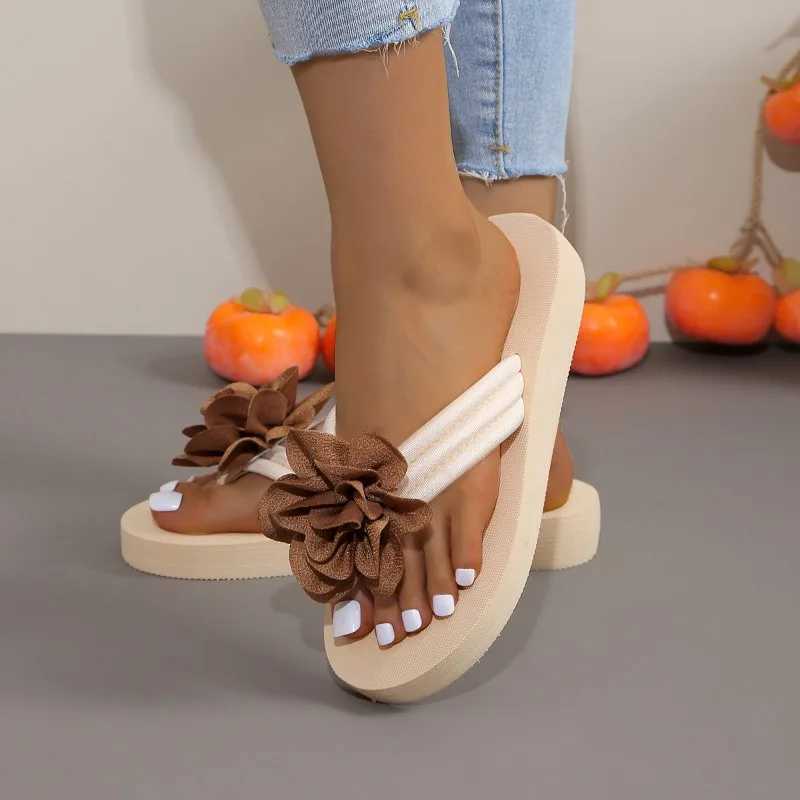 New summer slider outdoor beach flip cute flower bow decoration casual flat slider womens slider shoesXJ250326