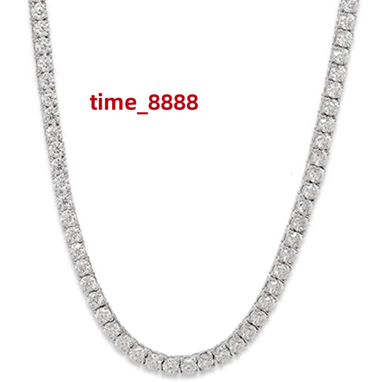 925 Gold Plated Sterling Silver 4mm Diamond Necklace Jewelry Gemstone White Moissanite Tennis Chain Necklace for Men Women