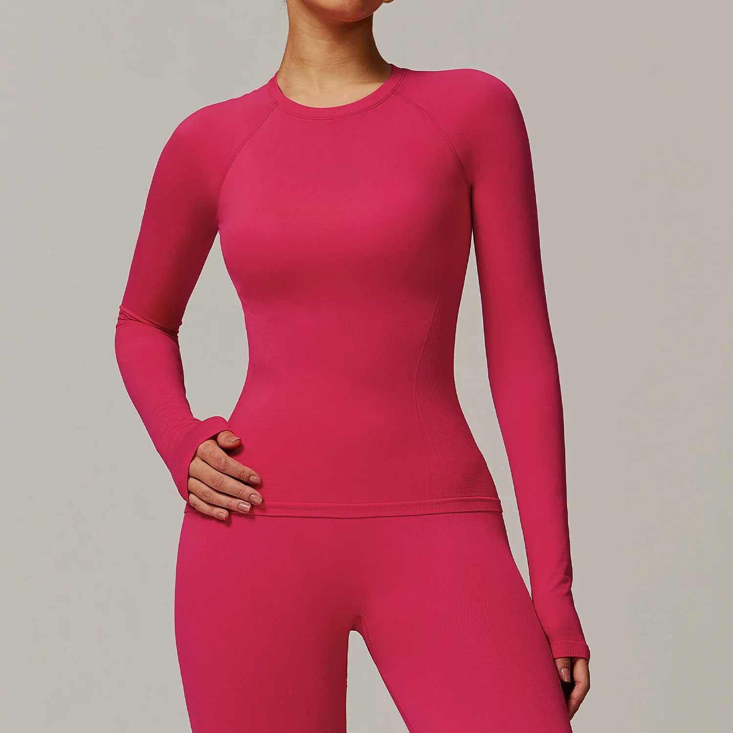Seamless yoga womens long sleeved sexy fitness running gym clothing sportswear breathable high elasticity sports top W250326