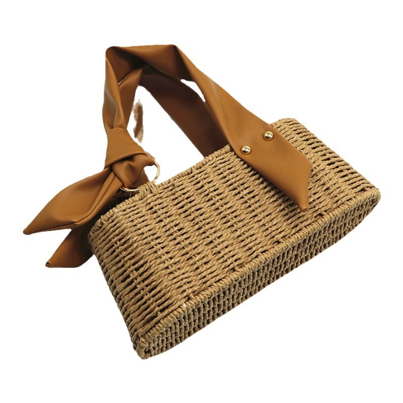 free shipping new trapezoid handbag mobile phone bag straw woven bag women's woven bag