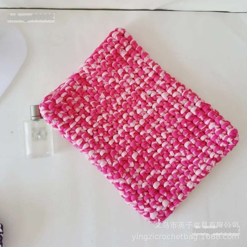 Ladies Handmade Cloth Strip Laptop Bag Knitted Crocheted Computer Protective Case Bags For Women