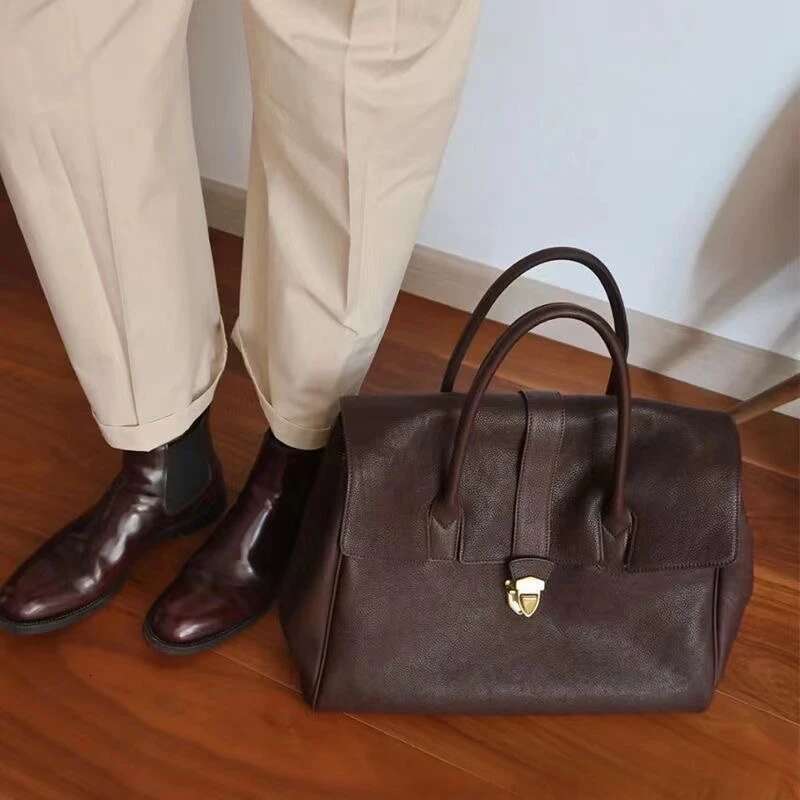 Designer Portable Briefcase For Women, High-End Retro Large-Capacity Commuter Handbag 2023