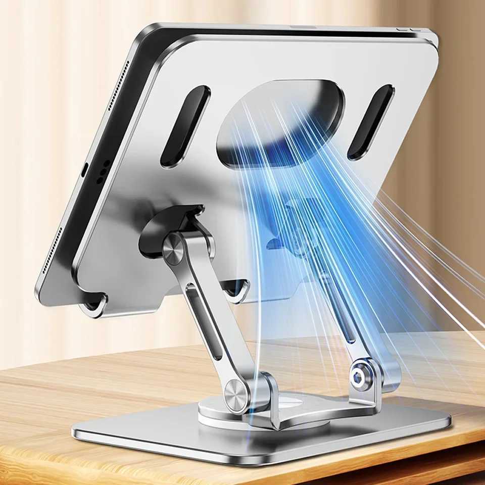 360 rotating tablet stand for iPad adjustable folding tablet stand aluminum phone stand compatible with iPad Pro/Air/MiniXJ250326