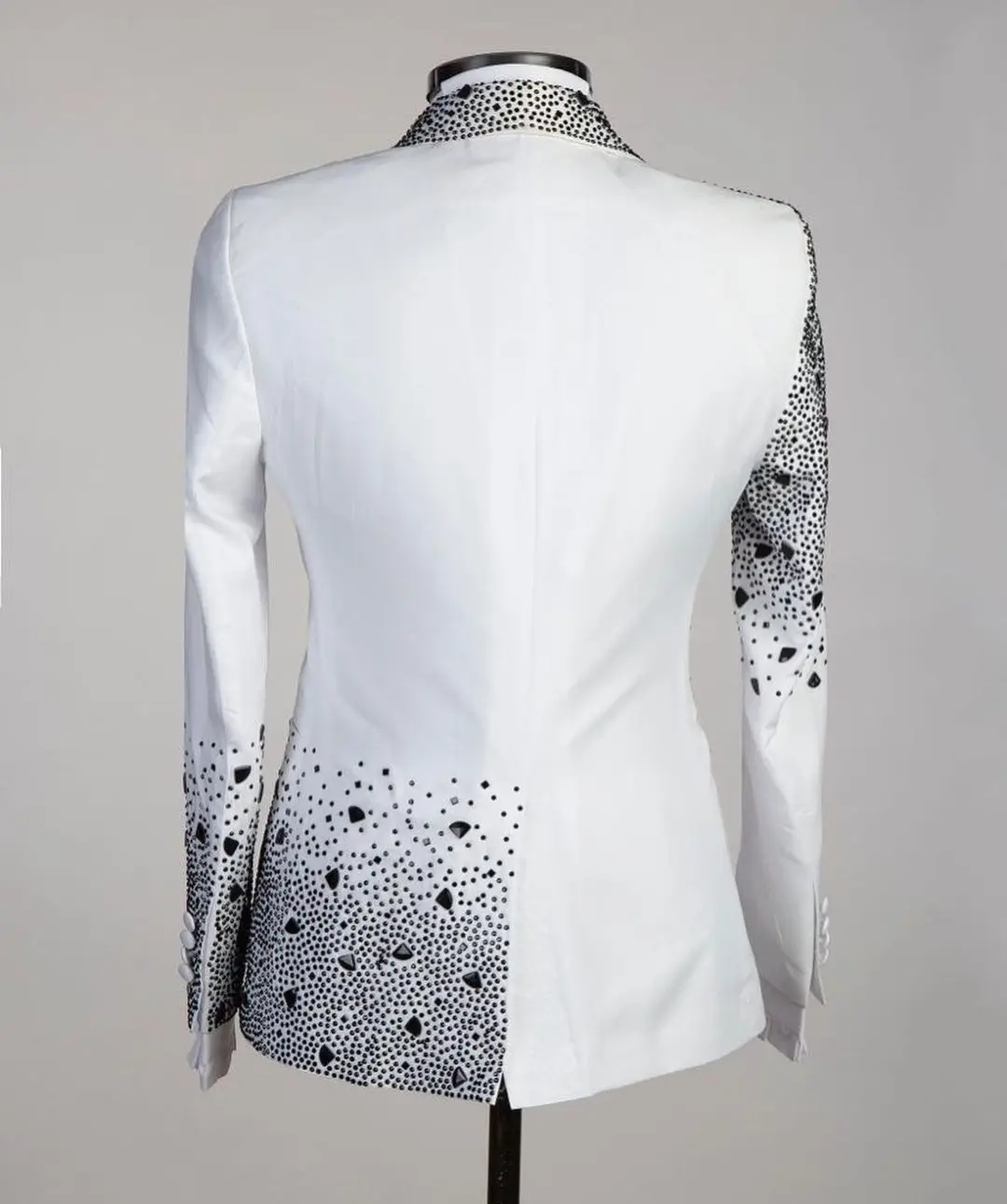 Gentleman Wedding Tuxedos Beaded Crystal One Button Men Suit Shawl Lapel 2 Piece Set Jacket Formal Business Blazers Customized