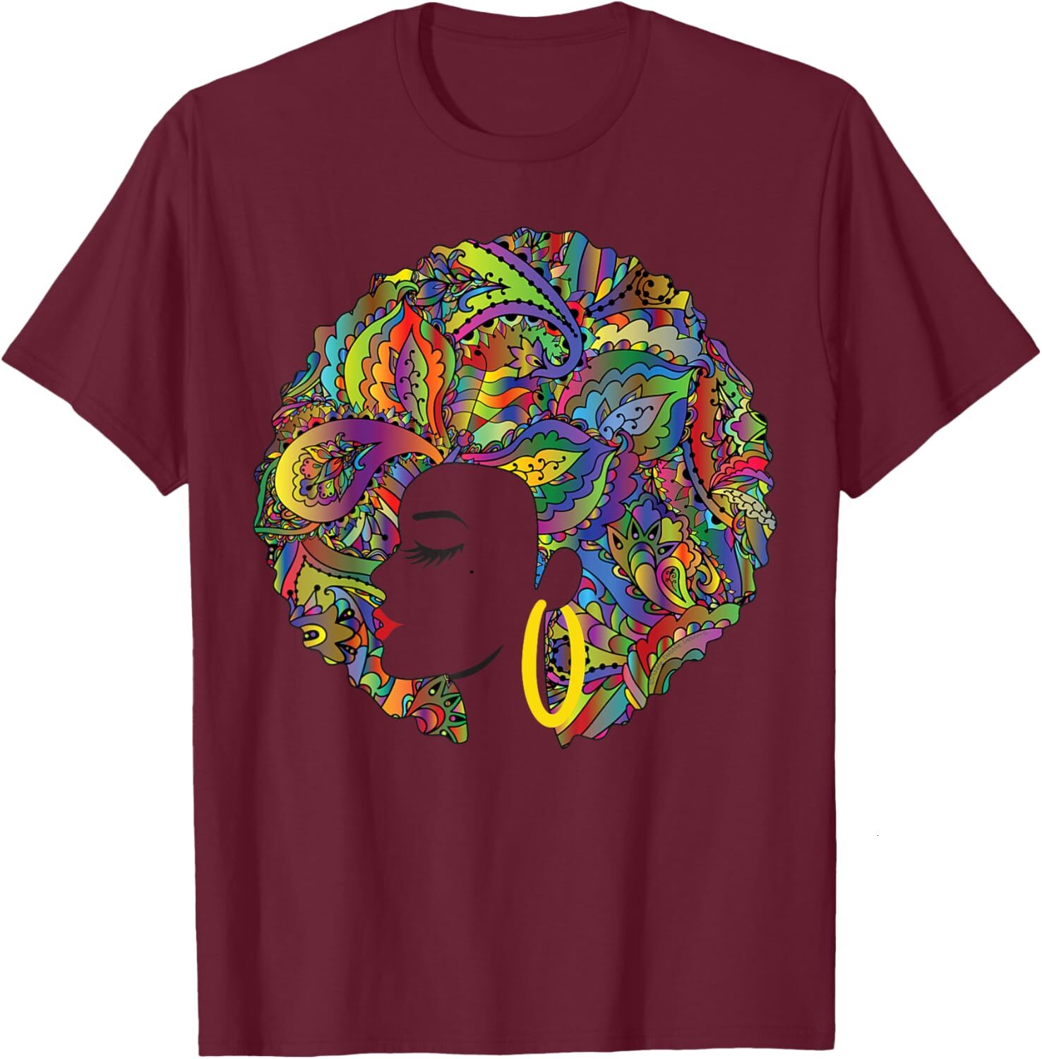 T shirt for Mens Beautiful Black Woman African American Black History Graphic Tee Casual Tops Clothes Short sleeve