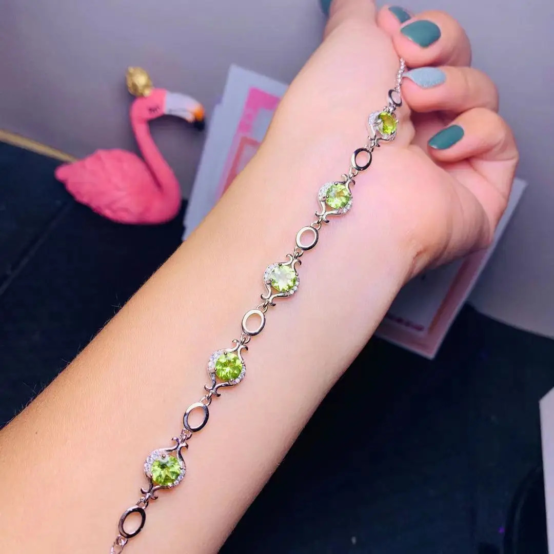 KJJEAXCMY Boutique Jewelry Womens Bracelet 925 Pure Silver Natural Olive Gem Wedding Party Birthday Gift Year 250326