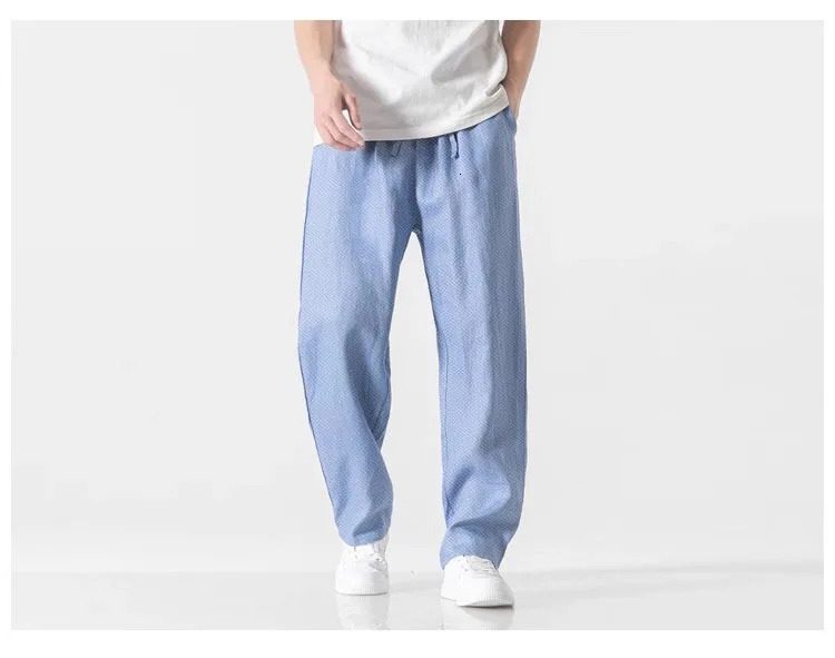 2024 Korean Folding Solid Color Mens Casual Long Style Classic Four Seasons Straight Wide Leg Pants Light Blue Grey Black 5XL 250326