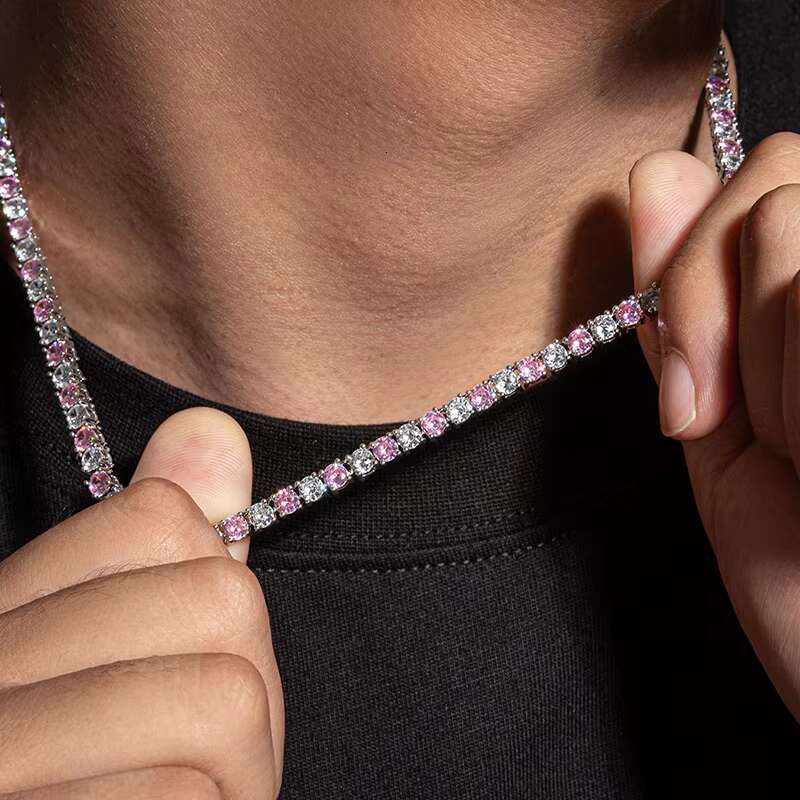 Popular Custom Products Hip Hop Jewelry VVS Moissanite Diamond Tennis Chain 925 Sterling Silver Tennis Necklace Chain for Womens