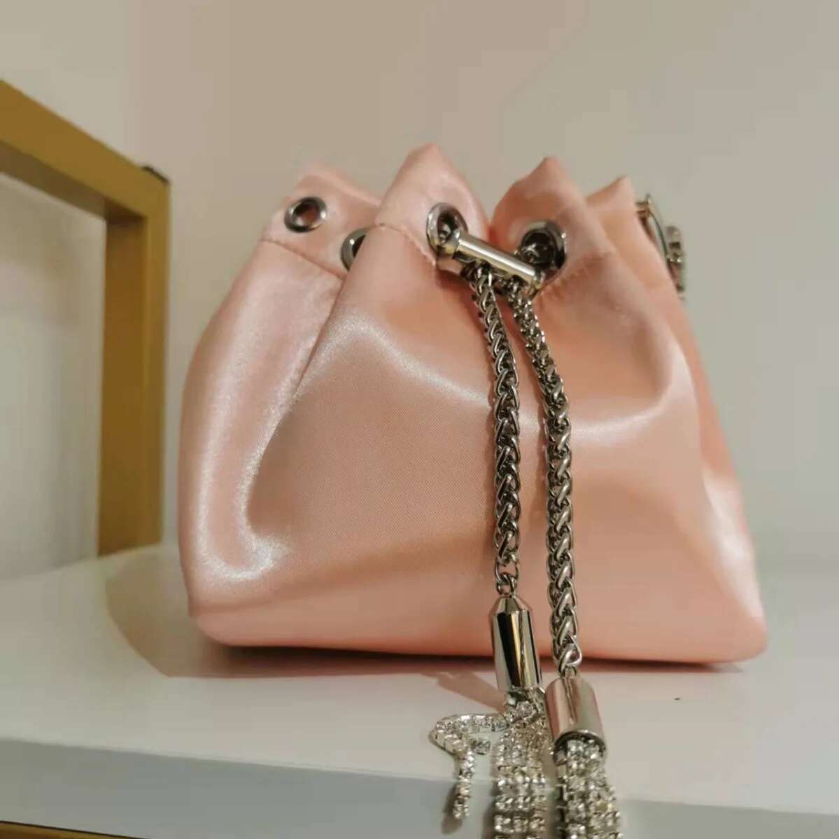 WOMEN BAG High Quality Silk Bucket Bags Dias Female Personalized Shoulder Tassels Chains Handbags For Women Crossbady Bag