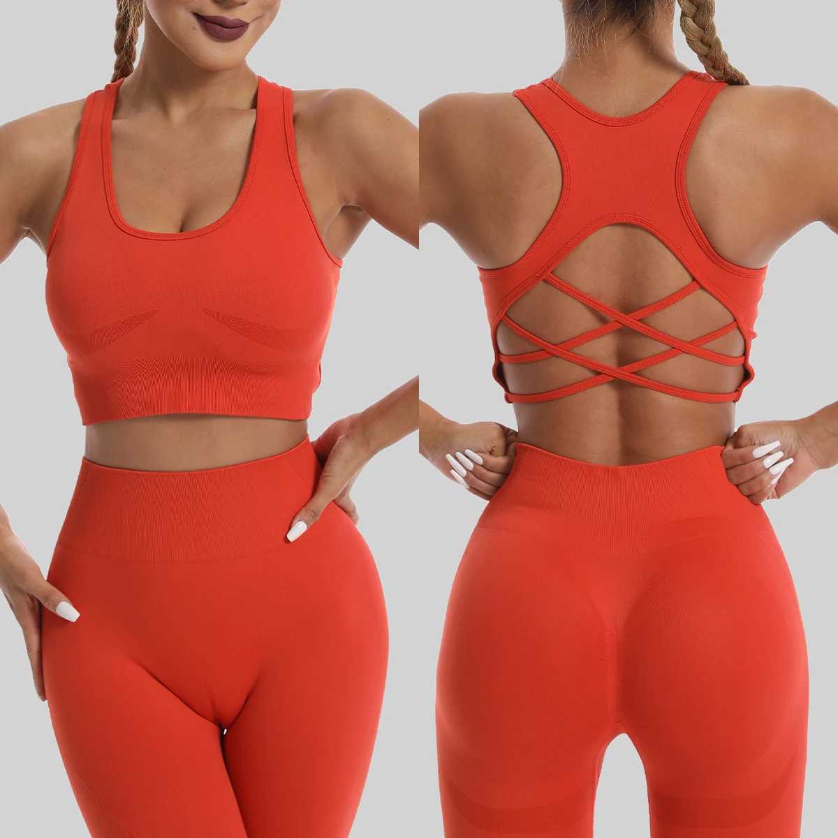 Seamless high waisted tight fitting womens clothing yoga sets sportswear exercise bras gym clothing W250326