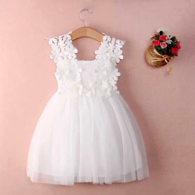 New XMAS Baby Girls Par Lace Tulle Flower Dress Fancy Dridesmaid Dress Sundress Girls Thanksgiving Dress W250326