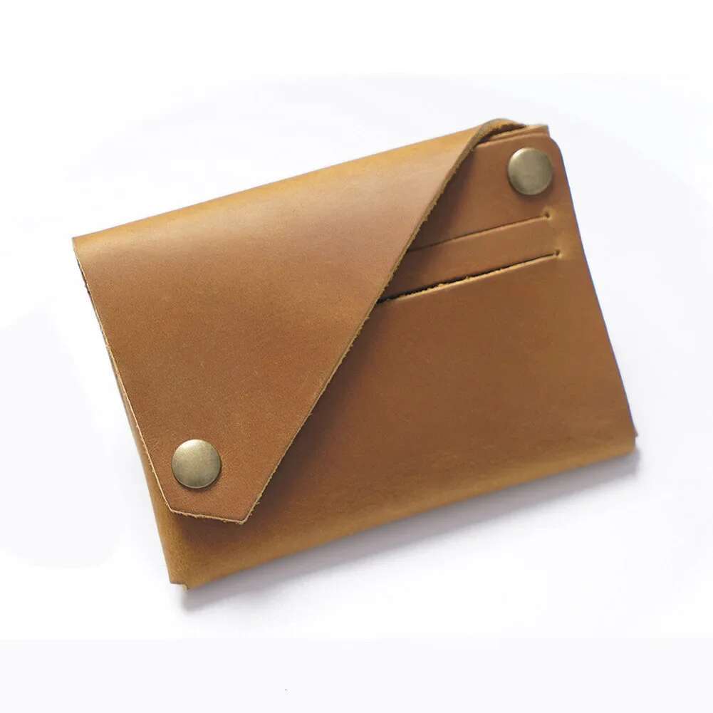 Minimalist Crazy Horse Leather No Wallet Cardholder Coin Wallet Retro Card Set Bag Men's And Women's Slim Designer Wallet