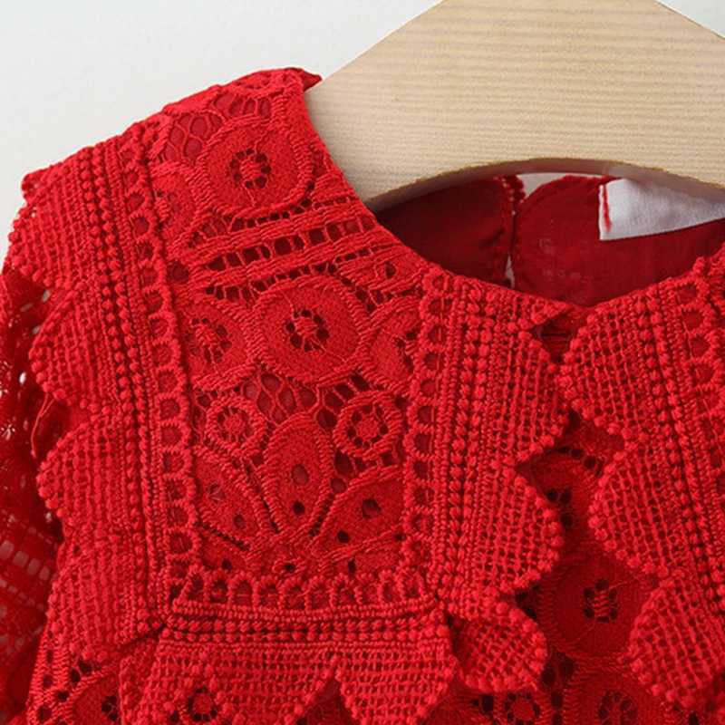 Spring and Autumn Preschool Girls Clothing Korean Fashion Doll Collar Long Sleeve Lace Babys First Birthday Dress Princess Dress BC050 W250326