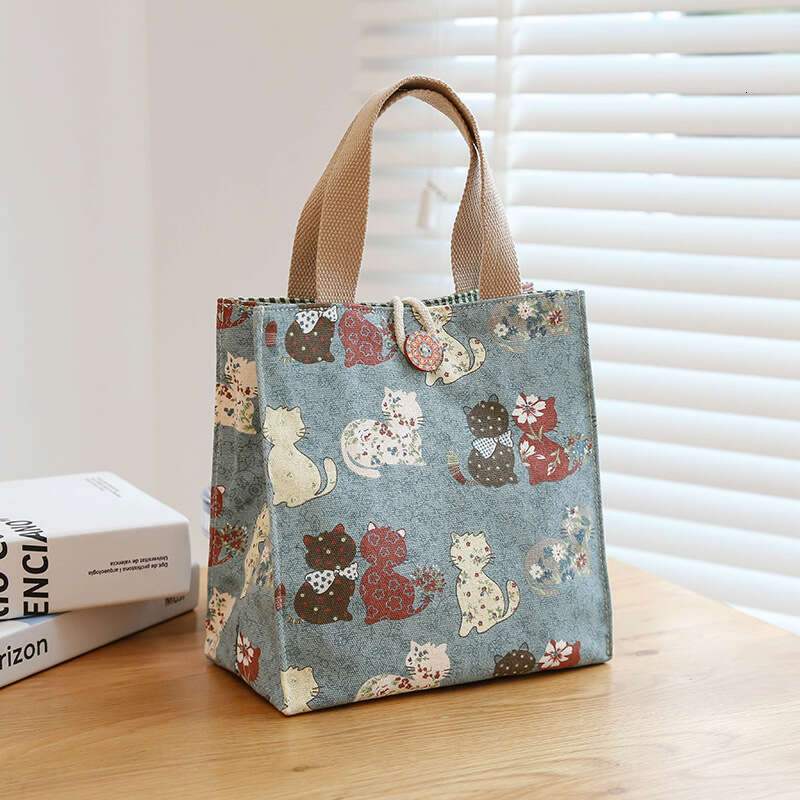 Canvas box large capacity lunch bento office worker bag, cute mom carrying rice bag
