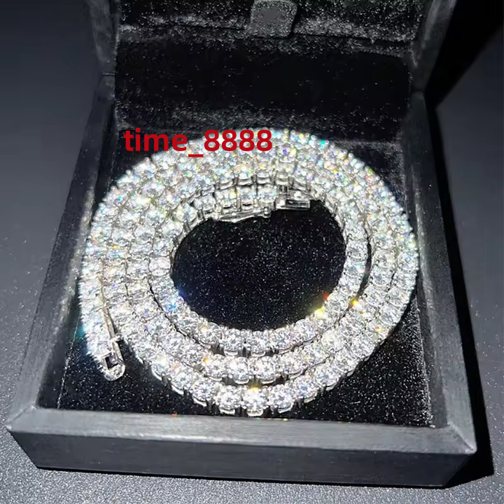 Moissanite Diamond Tennis Chain Necklace 3mm 4mm 5mm 6.5mm VVS Iced Out 925 Silver Moissanite Tennis Chain