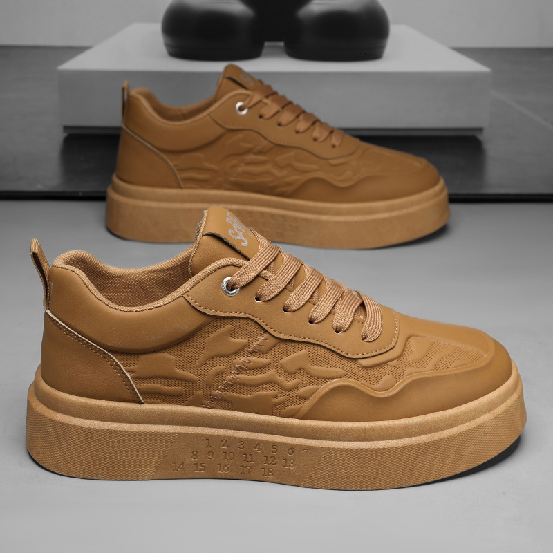 2025S New Trend Designer White Breathable Thick Soled Casual Board For Spring And Summer Versatile White Men S Height Increasing Embossed High End Tre
