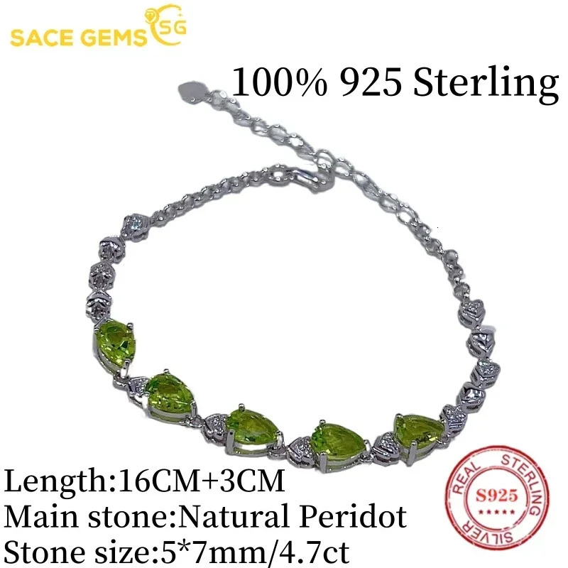 SACE GEMS l 925 sterling silver 5 * 7mm natural periscope gemstone bracelet suitable for women to participate in cocktail parties exquisite jewelry 25