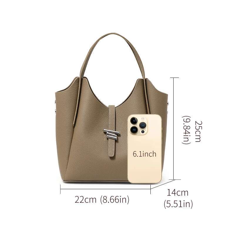 Aidan Ni First-Layer Cow Leather Large Capacity High-End Feeg Hand-Held Bucket 2025 New Vegetable Basket Shoulder Bag