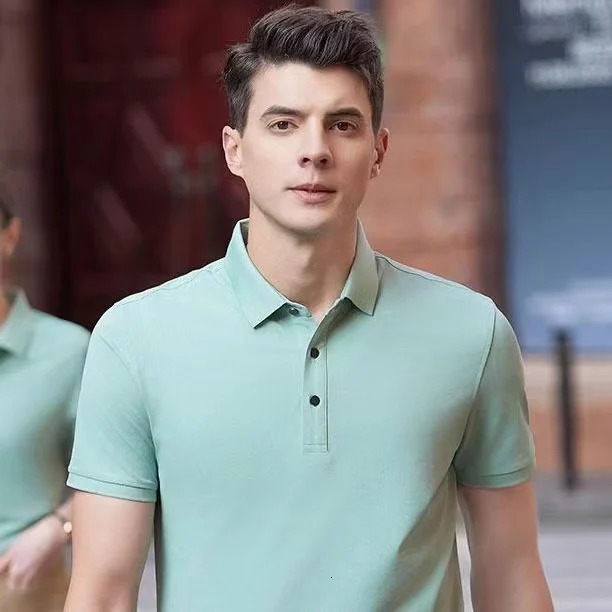 Mens Polo Shirt Mesh Breathable Collar Casual Top Tshirt Summer Fashion Business Short Sleeve Plain 250326