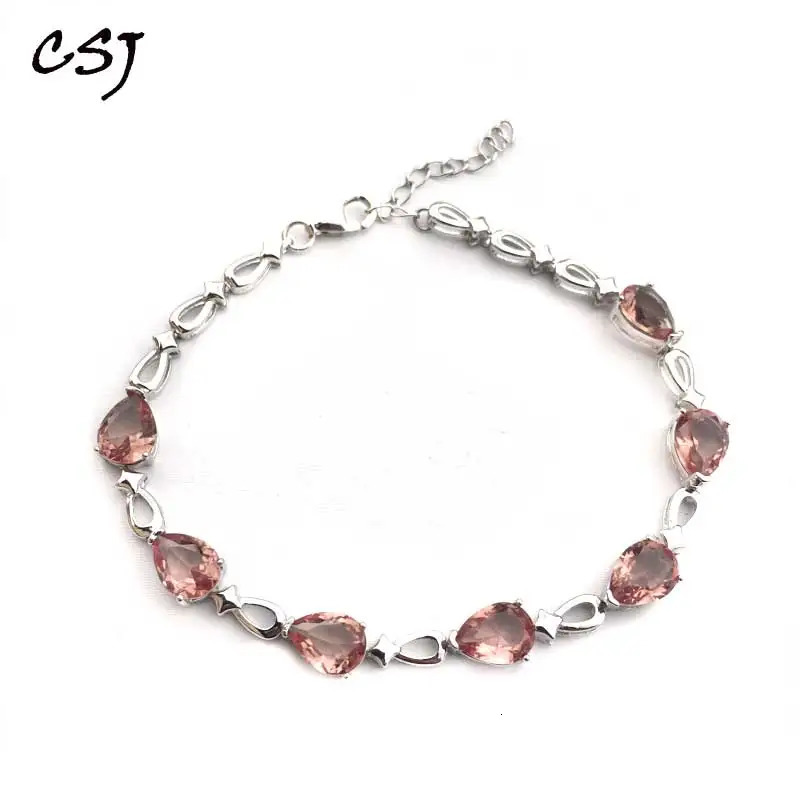 CSJ heart-shaped bracelet made of pure silver 925 pearls created as a Zulnite 6 * 8mm colorful opportunity exquisite jewelry womens wedding party gift