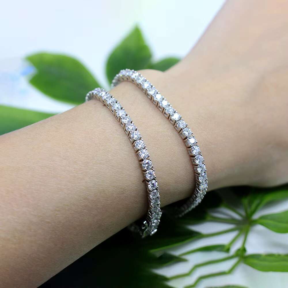Fine Jewelry Iced Out Moissanite Tennis Bracelet D VVS Moissanite Diamond Link Chain 925 Sterling Silver Bracelet for Men Women