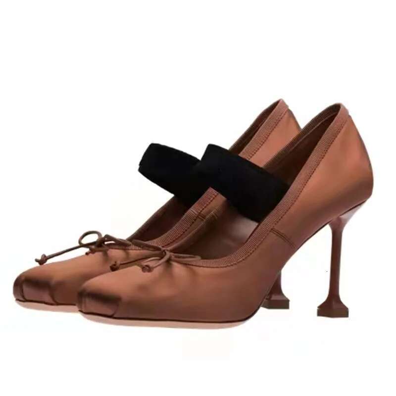 Cozy Mary Janes Ballerina Pumps Heels Bow Women Shoes Designer Sandals Shallow atos Mujer Satin Chaussure Femme Tacone