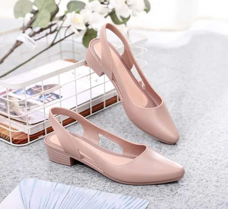 Women 2025 New Sandals Jelly Black Blue Square Heels Pumps Ladies Fashion Summer Party Shoes