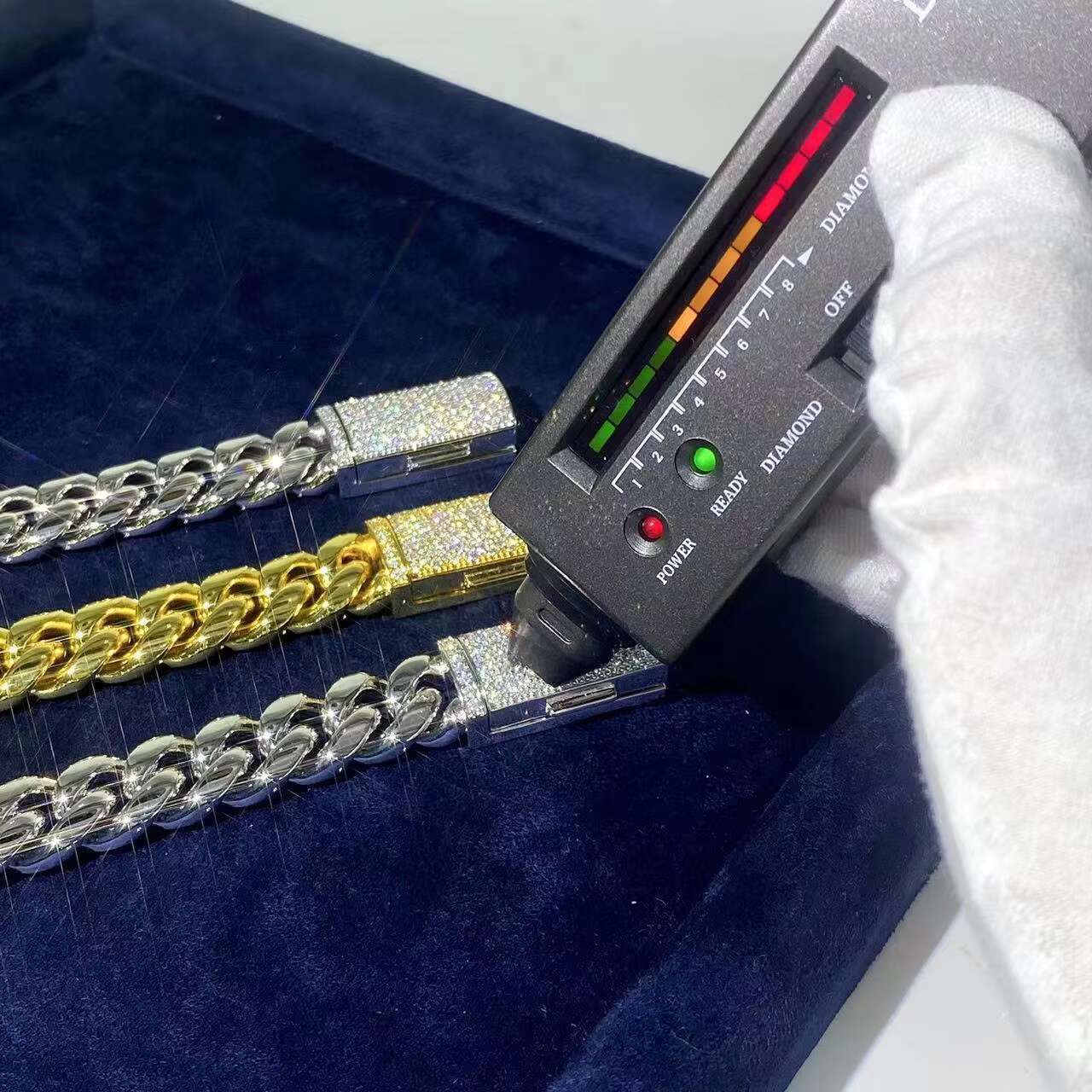 With a V S Moissanite Chain Hip Hop Cuban Necklace Cuban Link Chain Stainless Steel 2024 Shanghai Best Selling 8 M Gold