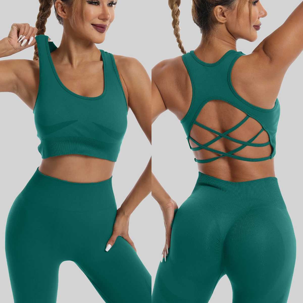 Seamless high waisted tight fitting womens clothing yoga sets sportswear exercise bras gym clothing W250326