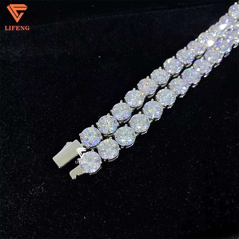 High Quality 925 Silver Moissanite Tennis Necklace 3/4/5/6/8mm Shine Link Chain White Gold Plated Birthday Gift VVS Diamond