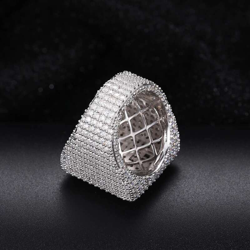 Fine Jewelry Full Diamond Pave Setting VVS1 With Certificate Moissanite Rings For S925 Silver Men Hip Hop Jewelry