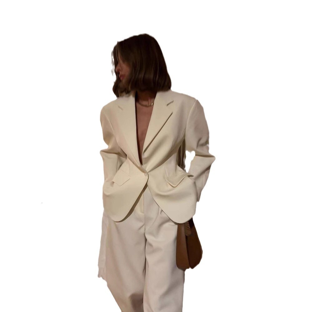2024 women's solid color lapel long sleeved jacket with a small fragrance and elegant temperament, high-end suit for socialites