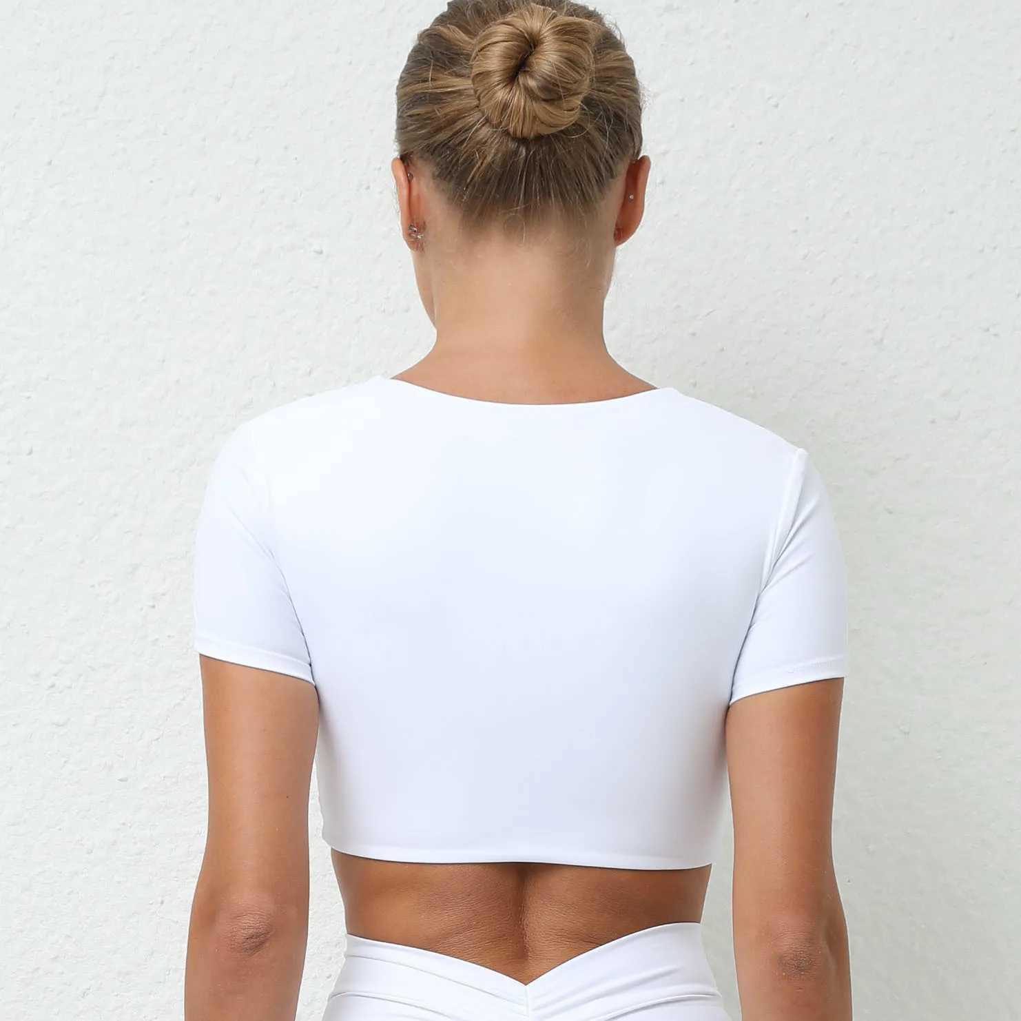 Red and white sports shorts womens gym womens fitness sexy crop top fast drying yoga clothes breathable sportswear women W250326