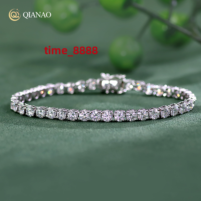 Pass Diamond Tester Moissanite Bracelet 100% 925 Silver Width 2MM Diamond Chain Vvs Moissanite Tennis Chain for Women or Men