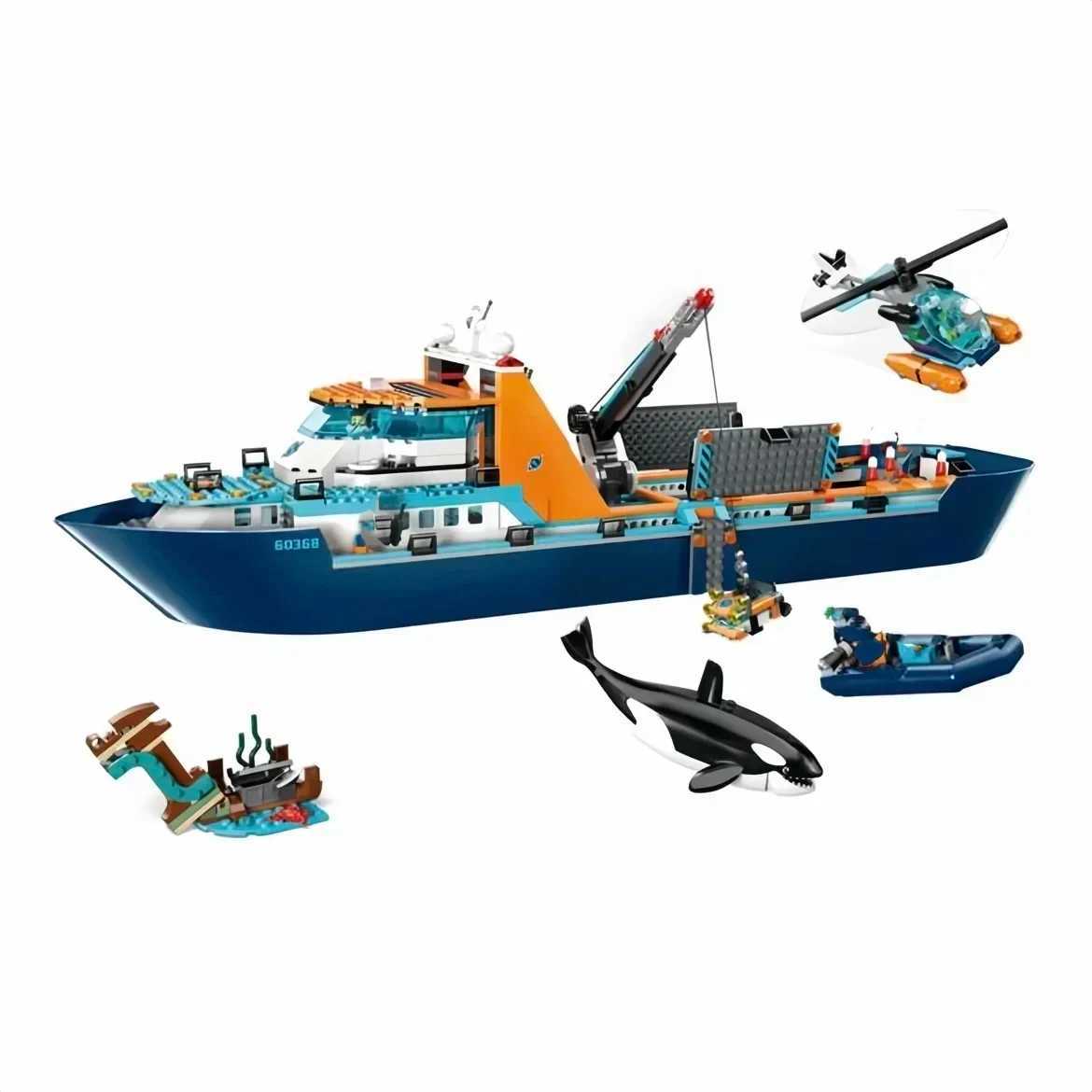 815pcs Deep Sea Exploration Ship Ocean Polar City Ocean Reconnaissance Ship Building Blocks Childrens Toys GiftsXJ250326