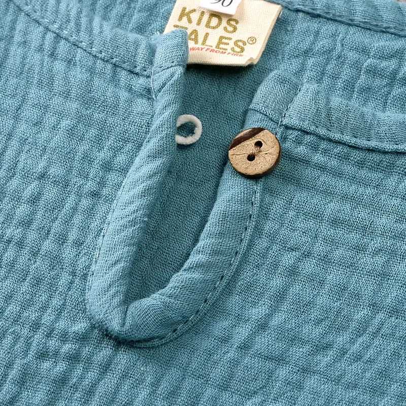 Cotton and linen childrens clothing girls clothing summer boys clothing set solid color short sleeved top childrens clothing for 2-7 years W250326