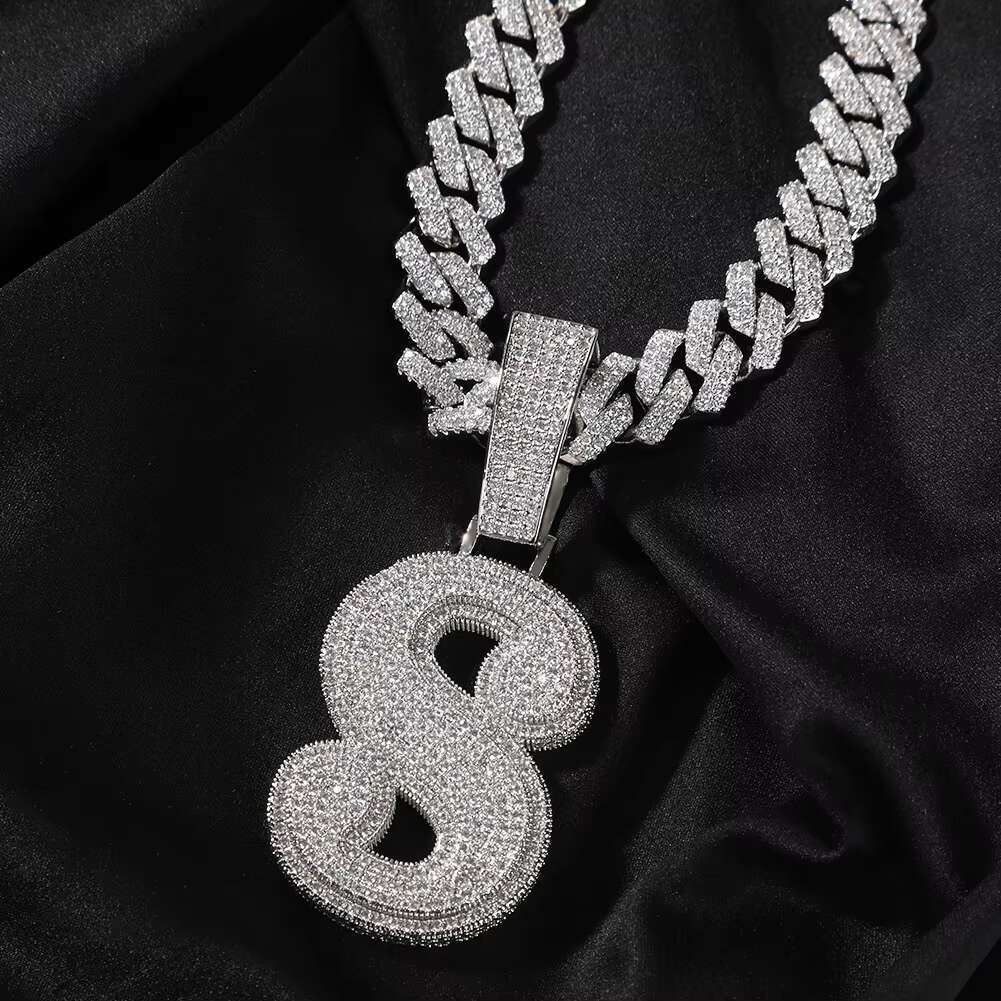 High Quality Full Diamonds Letter Initial Name M Jewelry Personalized Custom Hiphop Pendant Necklace
