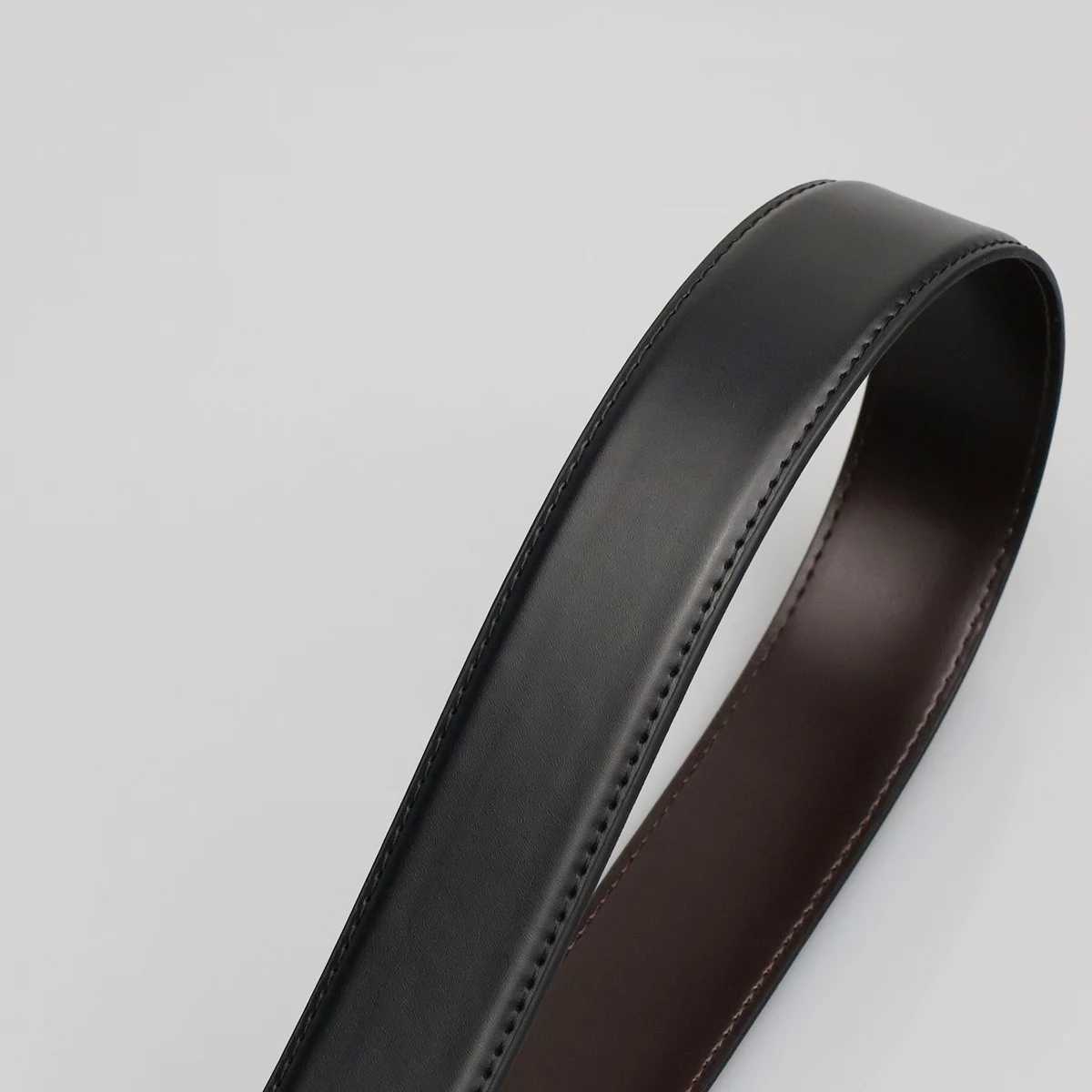 Business alloy letter buckle mens casual leather strap mens high-quality double-layer denim strap W250326