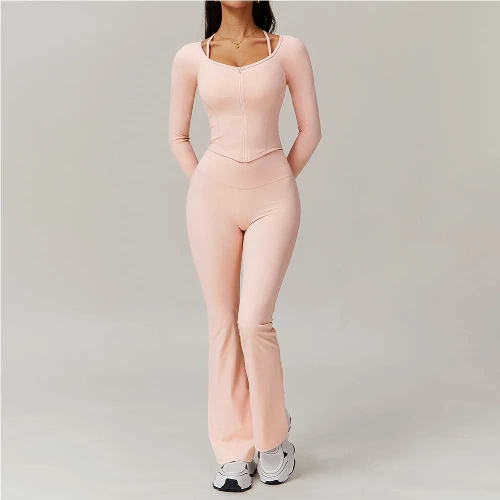Sportswear Womens Yoga Set Sportswear Gym Leg 2PCS Fitness Bra Crop Long Sleeve Yoga Set W250326