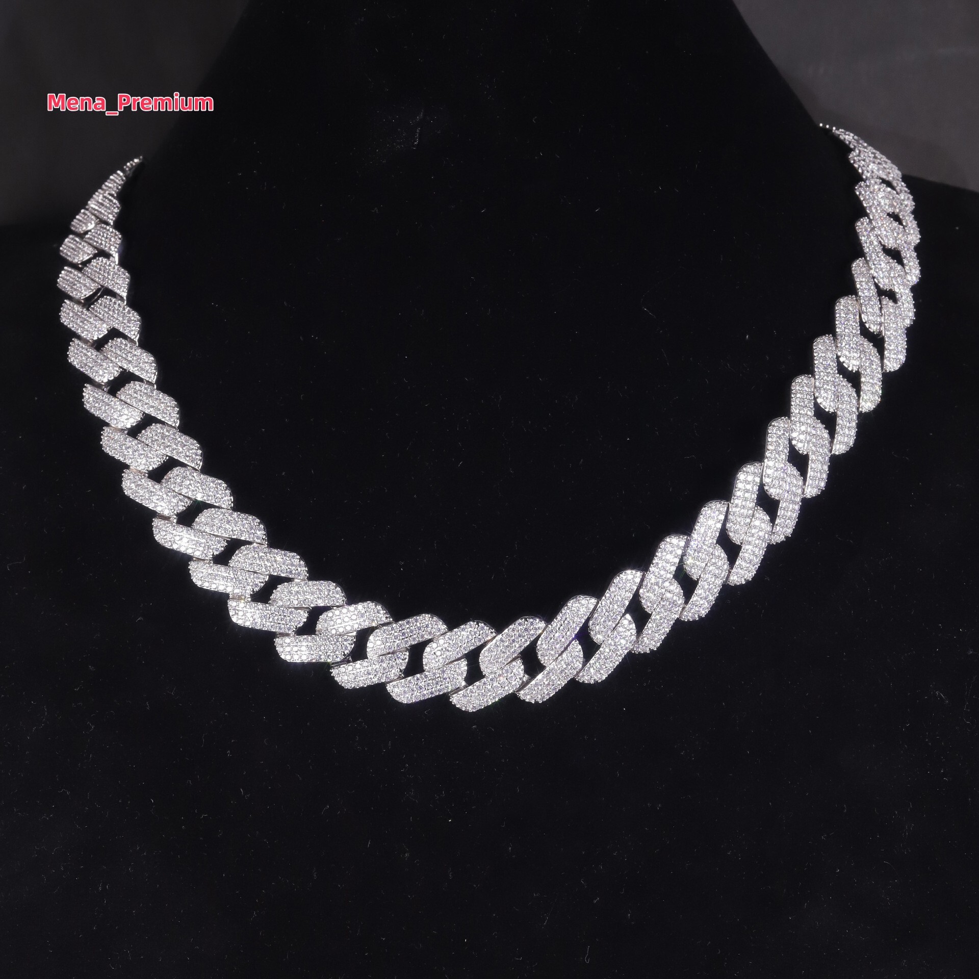 Customized High Quality Hip Hop 15mm 3 Rows 925 Sterling Silver Moissanite Cuban Link Chain for Men