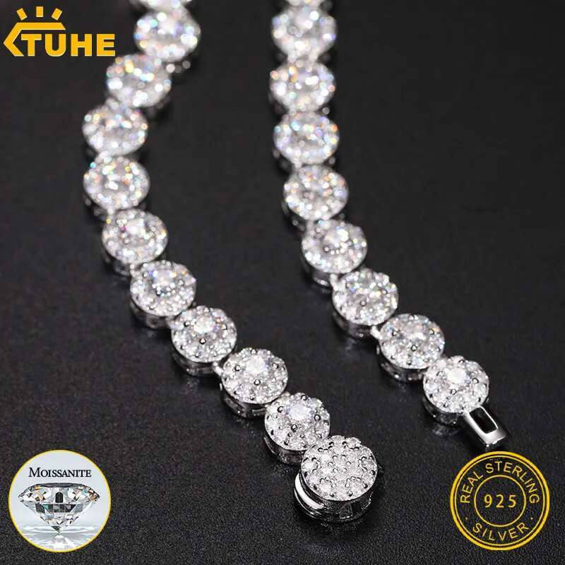High Quality Round Cuban Link Necklace Men Moissanite Silver 925 Chains Necklaces Hip Hop Jewelry